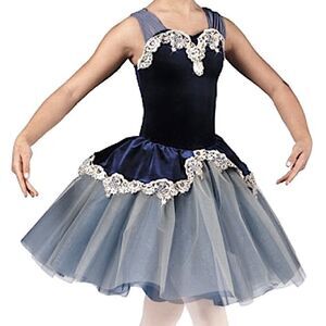 Weissman dance costume Ballet tutu navy blue velvet Majesty 13726 MC 10/12